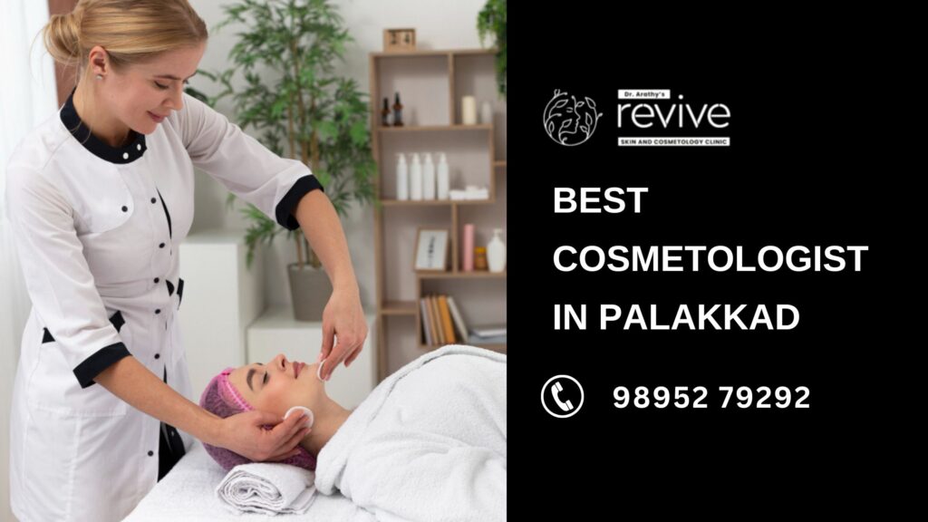 A professional cosmetologist performing a skin treatment at Revive Skin & Cosmetology Clinic in Palakkad, ensuring expert care and advanced skincare solutions.