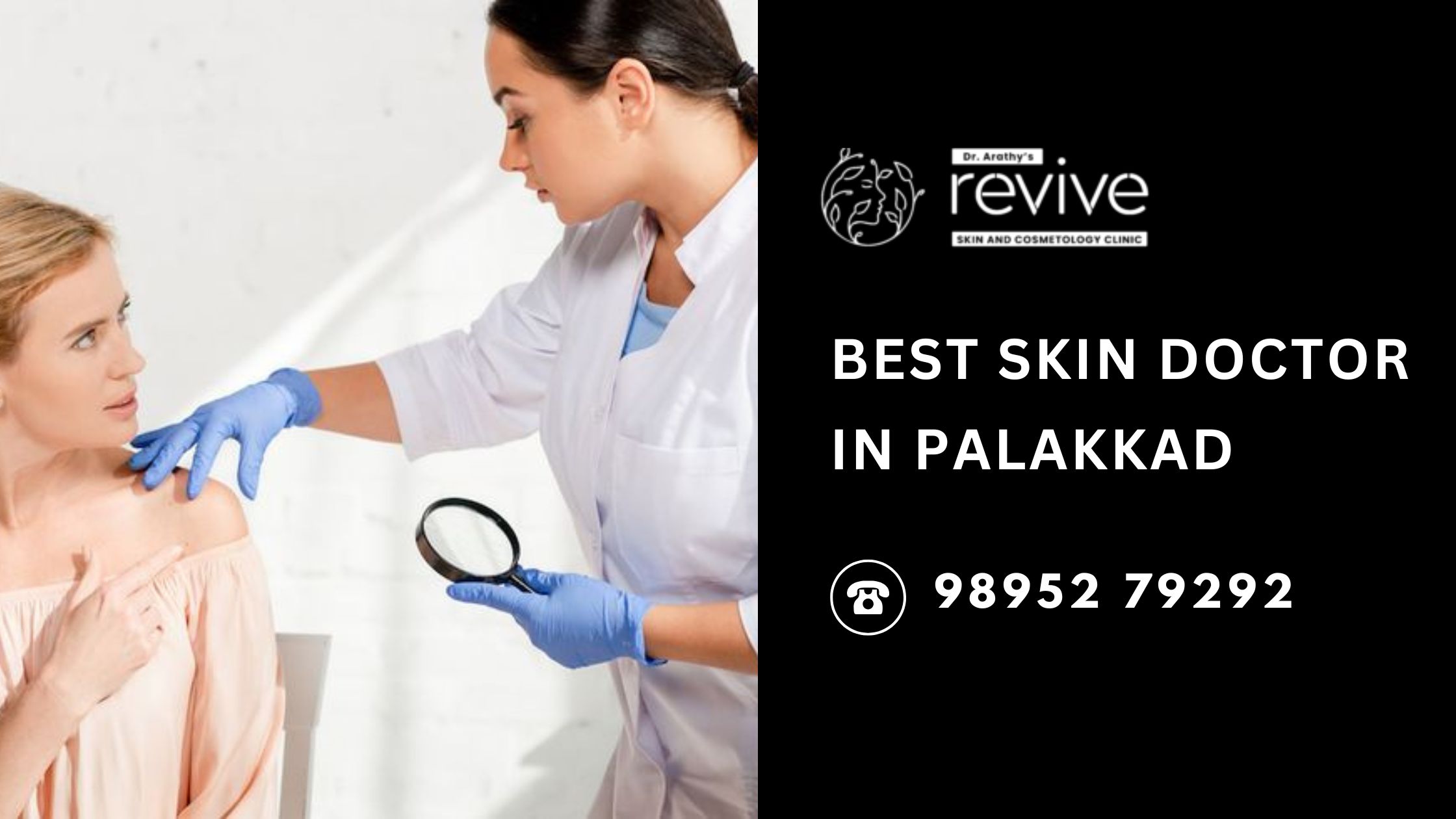 A professional dermatologist performing a skin treatment on a patient at Revive Skin & Cosmetology Clinic in Palakkad.