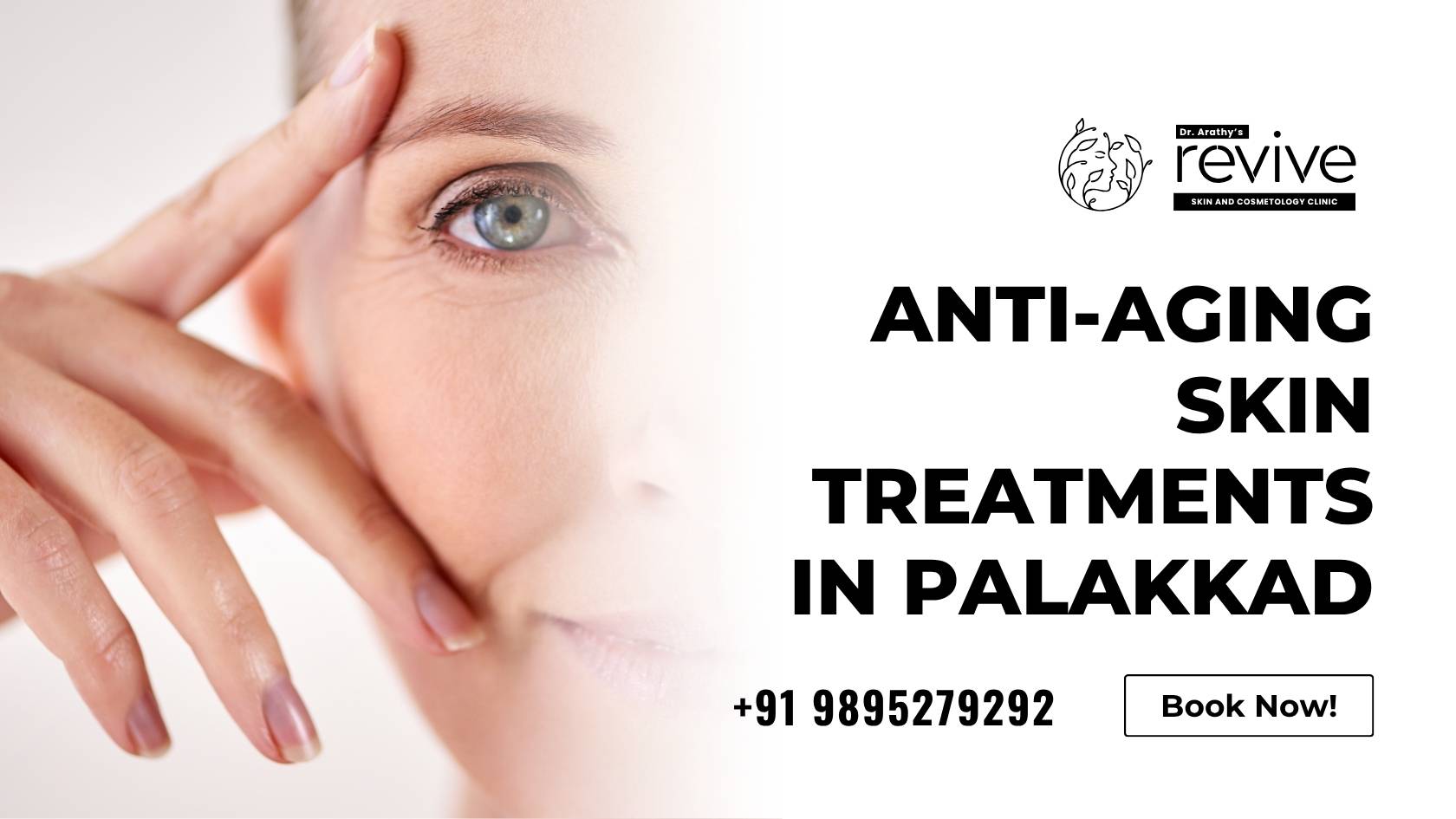 Woman enjoying anti-aging skin treatment at Dr Arathy’s Revive Skin and Cosmetology Clinic in Palakkad