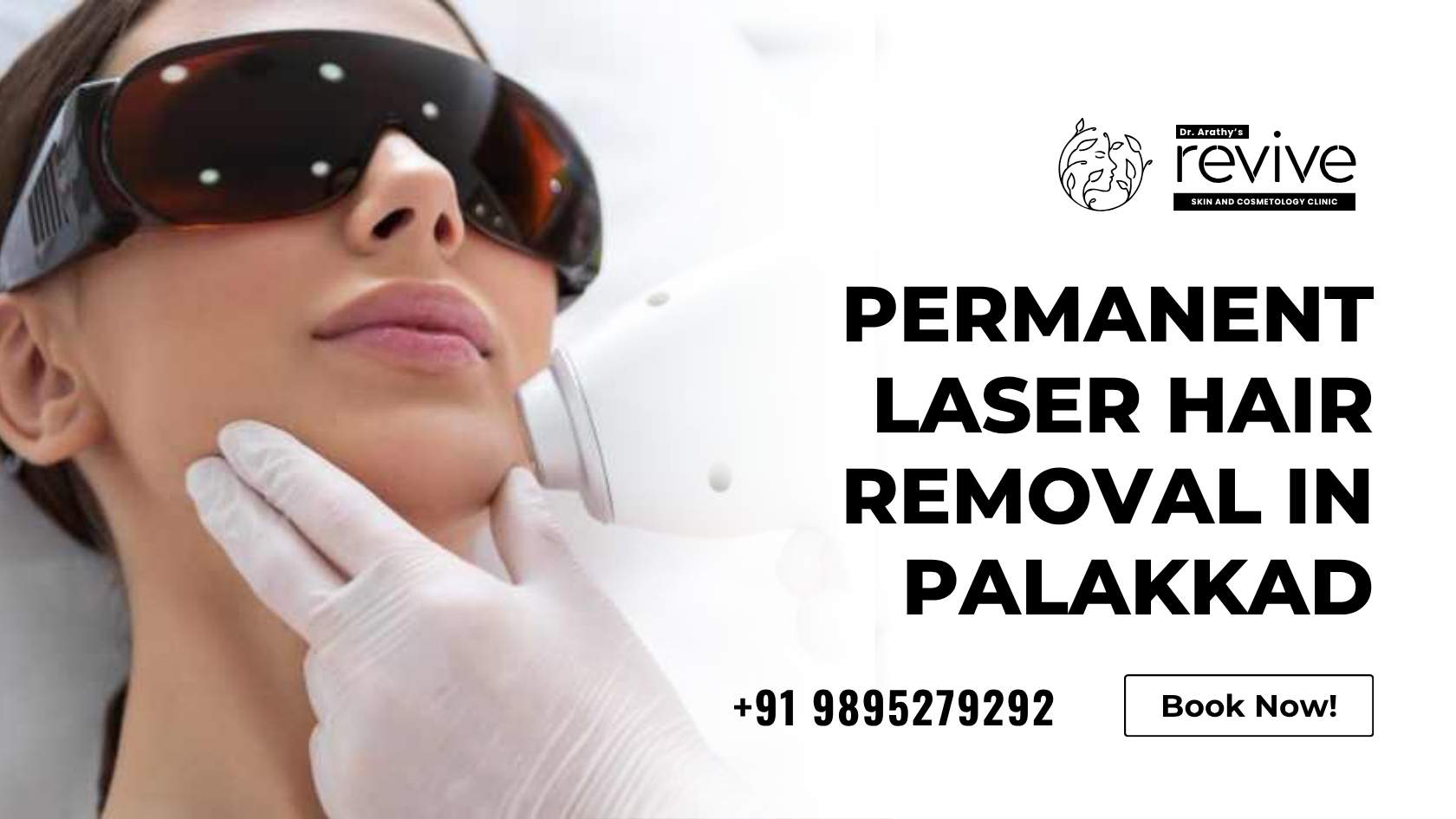 Woman receiving permanent laser hair removal treatment at Dr Arathy’s Revive Skin and Cosmetology Clinic in Palakkad