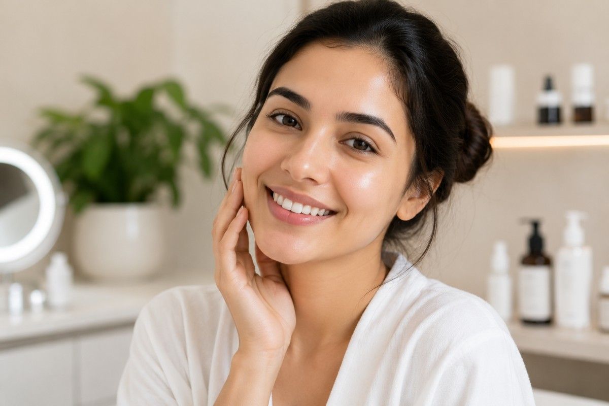 Happy patient with healthy skin