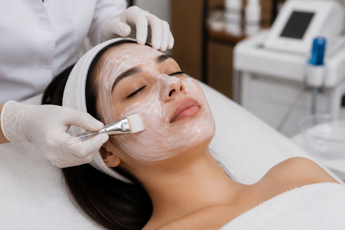 Numbing cream applied before microneedling treatment