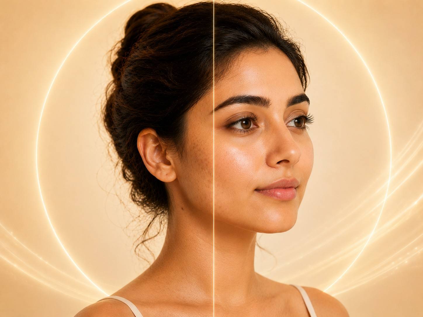 Before and after comparison showing improved overall skin clarity and radiance