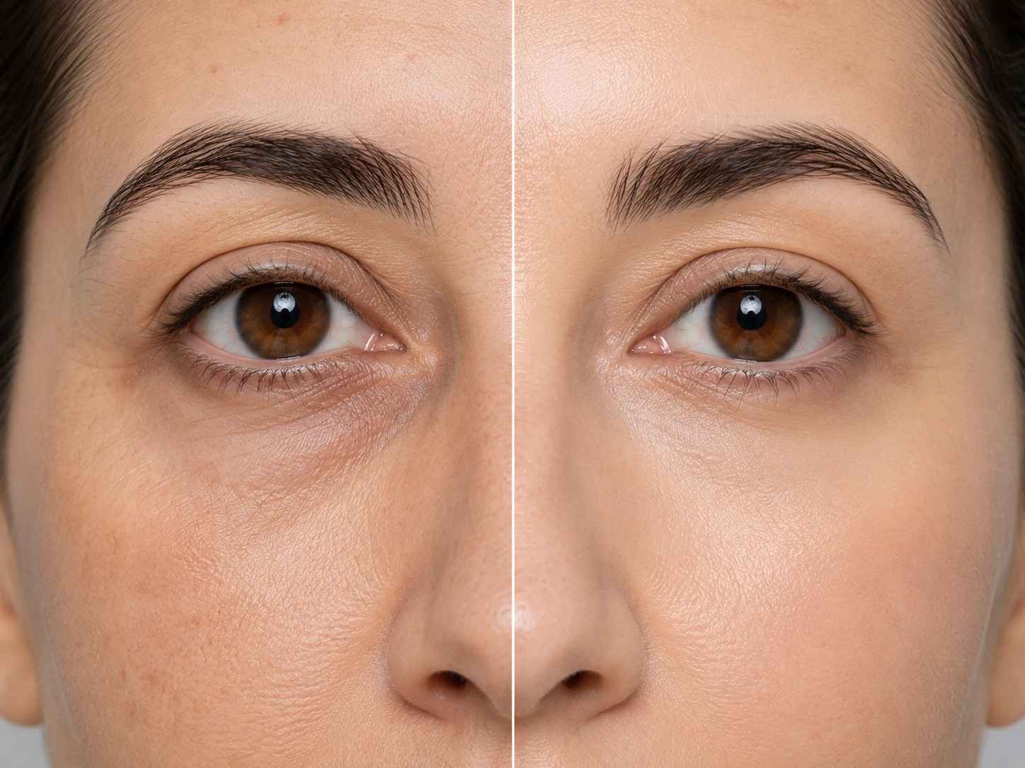Under-eye before and after skin boosting treatment